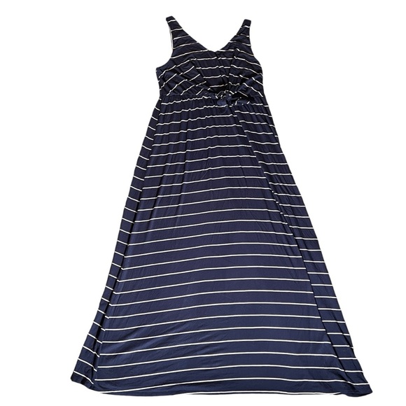 SO Dresses & Skirts - SO Nautical Knotted Navy Blue + White Stripe Jersey Tank Maxi Dress, Size Large